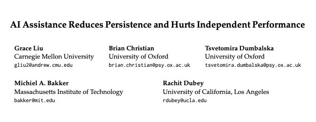 人工智能辅助会降低坚持度，损害独立思考能力