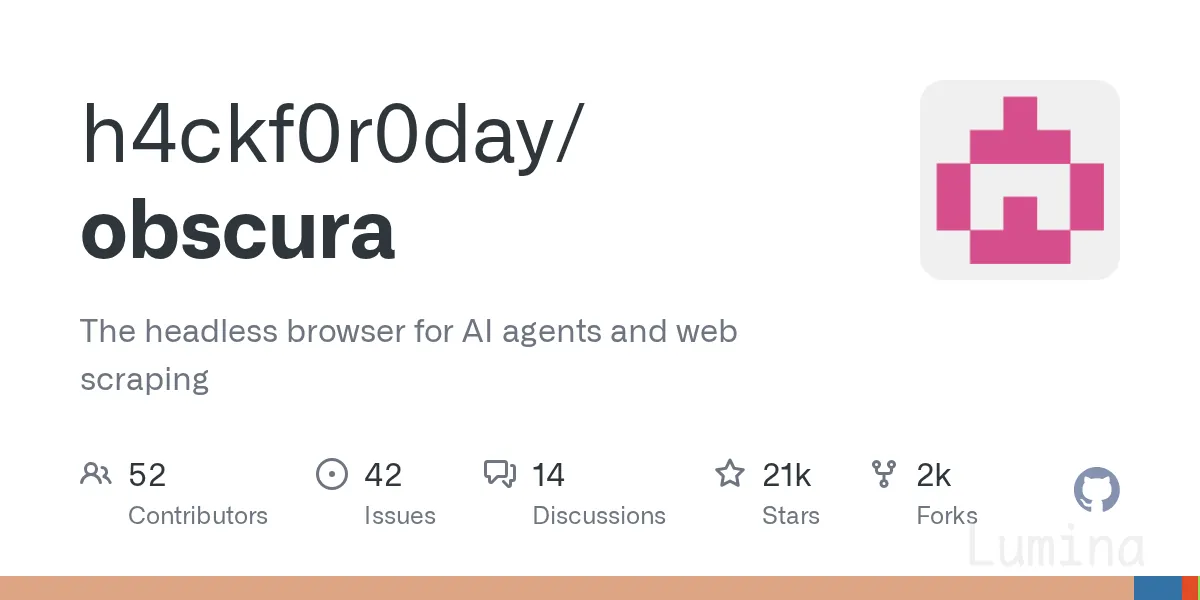 Obscura：Rust 开发的开源无头浏览器